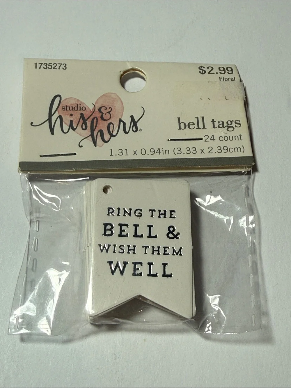 NIP “Ring The Bell And Wish Them Well” Wedding Favor Bell Tags 5 PKG/24 PER PKG
